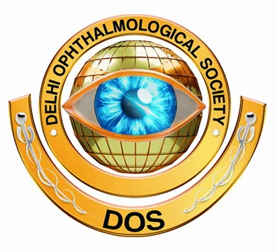 Delhi Ophthalmological Society (DOS) logo with eye graphic and globe design