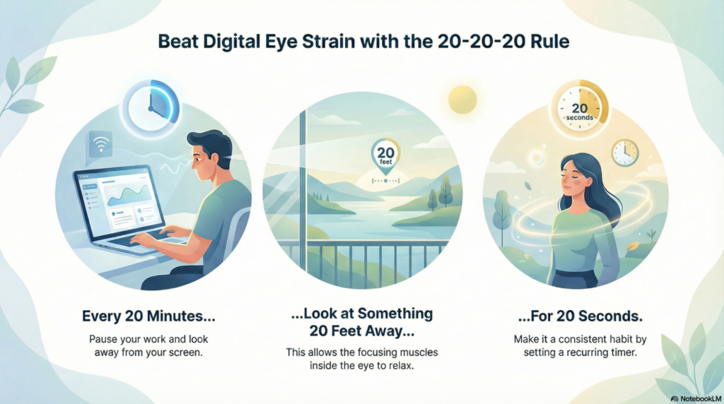 Digital Eye Strain? Eye Specialist in Wakad Shares Screen-Safe Habits 6 The 20 20 20 Rule A Simple Way to Reduce Digital Eye Strain